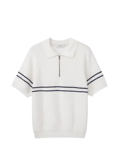 Dunst Striped Half-zip Polo Shirt In Neutral