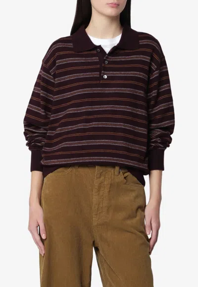 Dunst Striped Knitted Polo Sweater In Multicolor