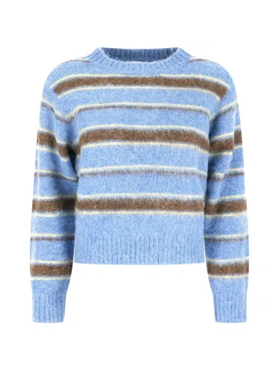 Dunst Striped Knitted Sweater In Blau