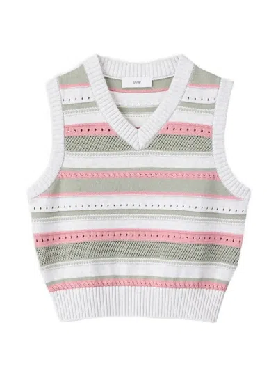 Dunst Striped Knitted Vest In White