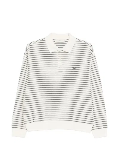 Dunst Striped Cotton Polo Shirt In White