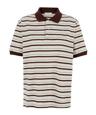 Dunst Striped Logo Polo Shirt In White