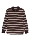 Dunst Striped Long-sleeve Polo Shirt In Brown