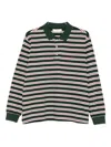 Dunst Striped Long-sleeve Polo Shirt In Green