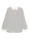 Dunst Striped Long-sleeve Polo Shirt In White