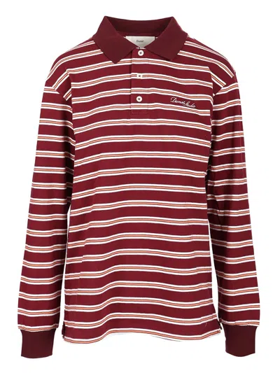 Dunst Striped Long Sleeve T-shirt Polo Shirt Multicolor In Red