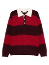 Dunst Striped Polo-neck Sweater In Red