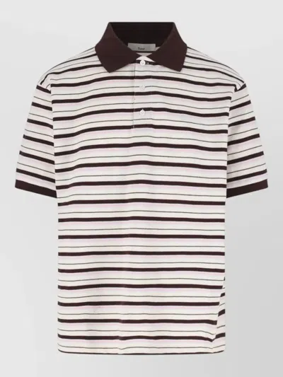 Dunst Striped Polo Shirt Short Sleeves Casual In Brown
