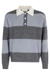 Dunst Striped Rugby Sweater With Classic Collar In Gray