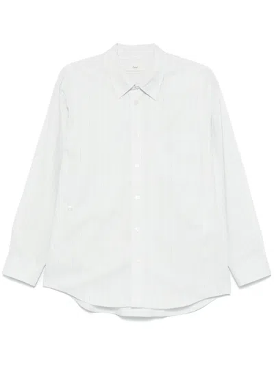 Dunst Unisex Oversize Striped Shirt In Misty Blue