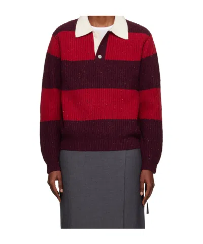 DUNST STRIPED POLO-NECK SWEATER