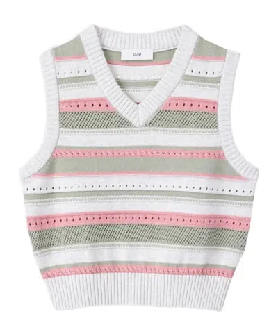 Dunst Striped V-neck Knitted Top In Multi