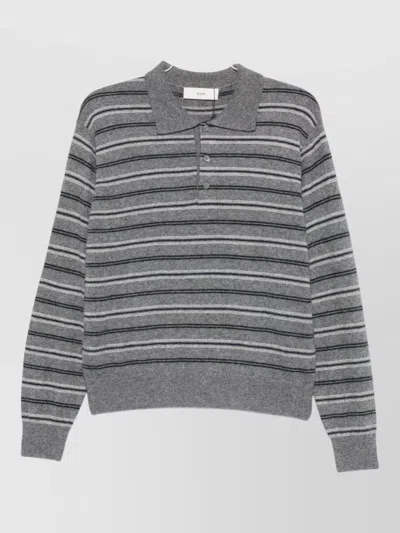 Dunst Striped Wool Blend Polo Jumper In Gray