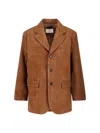 Dunst Unisex Tailored Suede Jacket In Brown