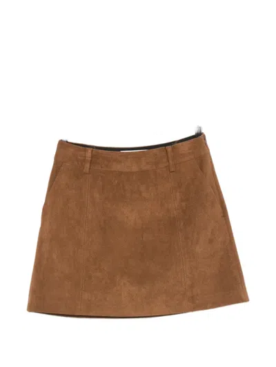 Dunst Suede-effect Paneled Mini Skirt In Brown