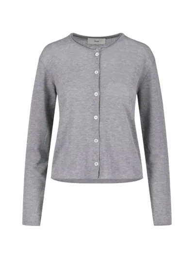 Dunst Summer Essential Buttoned Cardigan In Gray