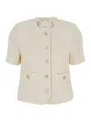 DUNST 'SUMMER' BEIGE JACKET WITH TWO FRONT PATCH POCKETS AND JEWEL BUTTONS