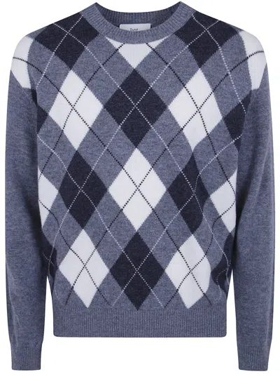 Dunst Sweater Argyle Crew Neck "unisex Argyle Crew Neck Sweater" In Gray