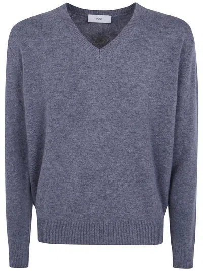 Dunst Sweater V-neck "unisex Cashmere V-neck Sweater" In Gray