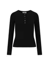 Dunst Black Buttoned Knit T-shirt In Black