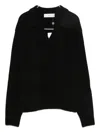 Dunst Polo-collar V-neck Sweater In Black