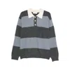 Dunst Long Sleeve Striped Crewneck With Contrast Collar In Multi