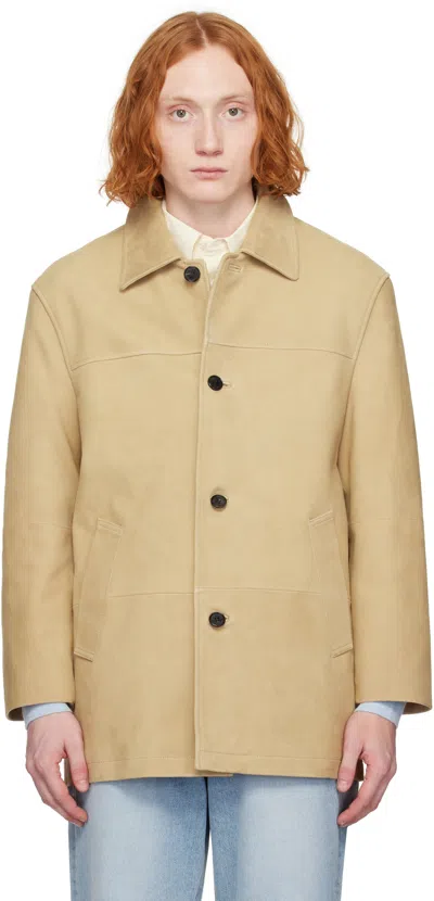 Dunst Tan Suede Half Leather Jacket In Camel Beige
