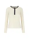 Dunst Knitted Buttoned Top In White