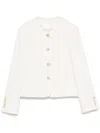 Dunst Collarless Tweed Jacket In White