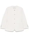 Dunst Collarless Tweed Jacket In Beige