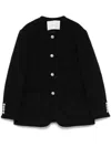 Dunst Unisex Oversize Collarless Tweed Jacket In Black
