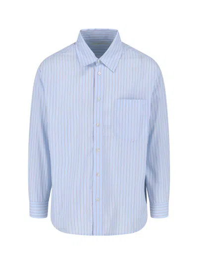 Dunst Unisex 100% Cotton Stripe Shirt In Blue