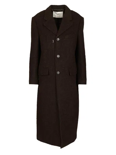 Dunst Unisex 2-way 3 Button Boucle Wool Coat Coats Brown