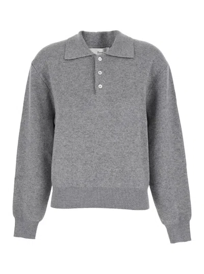 Dunst Unisex Cashmere Collared Sweater In Gray