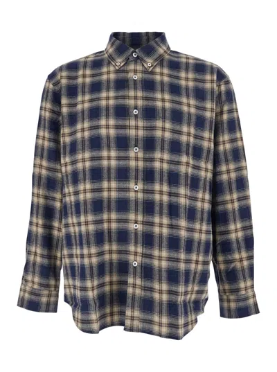 Dunst Unisex Check Flannel Shirt In Blue