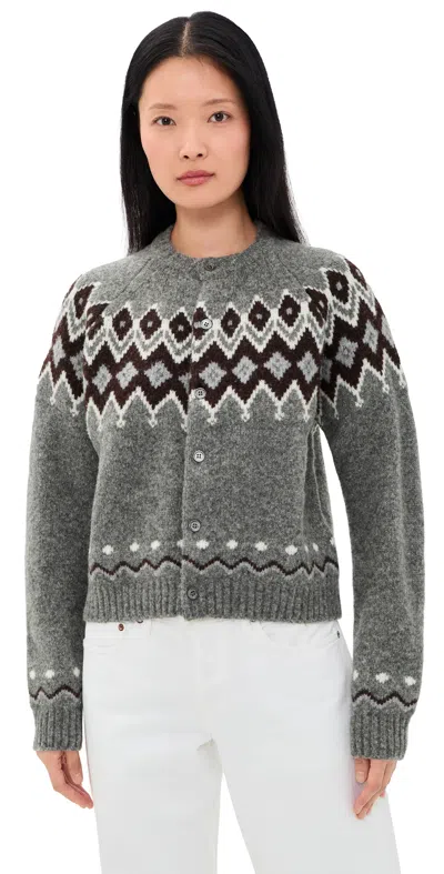 Dunst Unisex Chunky Pattern Cardigan Melange Grey In Gray