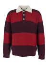 Dunst Striped Crewneck Sweater Contrast Collar In Red