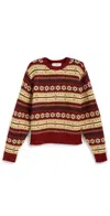 Dunst Unisex Fair Isle Sweater Red In Black