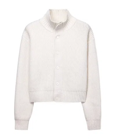 Dunst Unisex High Neck Button Cardigan In White