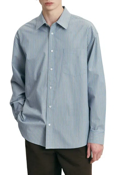 Dunst Unisex Informal Stripe Button-up Shirt In Blue