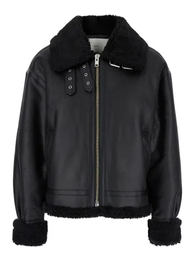 DUNST LOOSE FIT LINE SHEARLING JACKET 