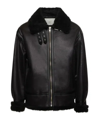 Dunst Unisex Loose Fit Shearling Jacket In Black