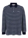 Dunst Unisex Multi Stripe Collared T-shirt In Blue