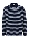 Dunst Unisex Multi Stripe Collared T-shirt In Blue