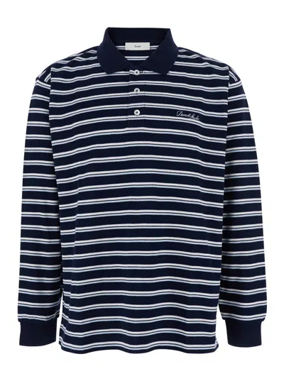 DUNST UNISEX MULTI STRIPE COLLARED T-SHIRT