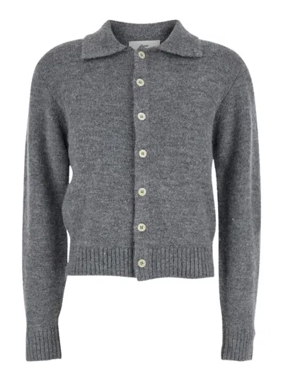 Dunst Unisex Polo Knit Cardigan In 麻灰色