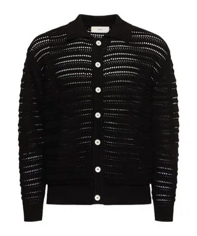 Dunst Unisex Open Collared Cardigan In Black