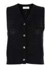DUNST BLACK KNIT VEST WITH BUTTONS IN COTTON WOMAN