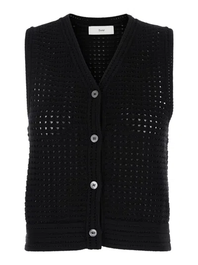 Dunst Unisex Open Crochet Knit Vest In Black