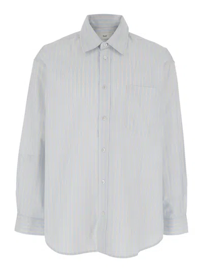 Dunst Unisex Oversized Striped Shirt In Blue